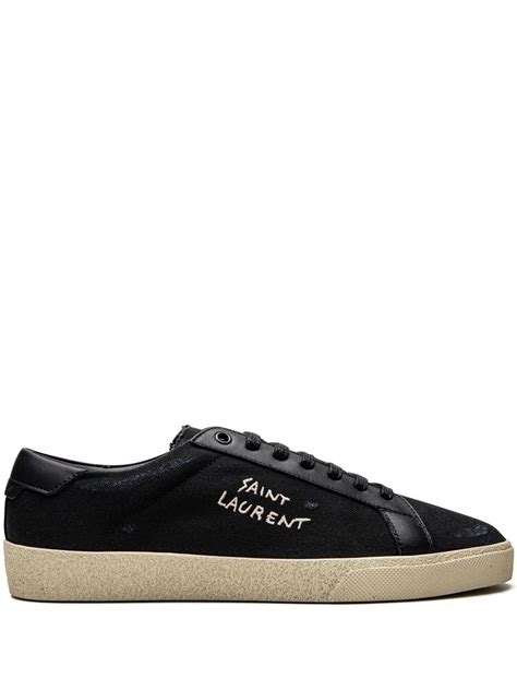 ysl distressed sneakers|Court classic sl/06 embroidered sneakers in canvas .